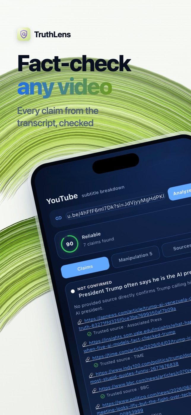 TruthLens app — fact-check any YouTube video